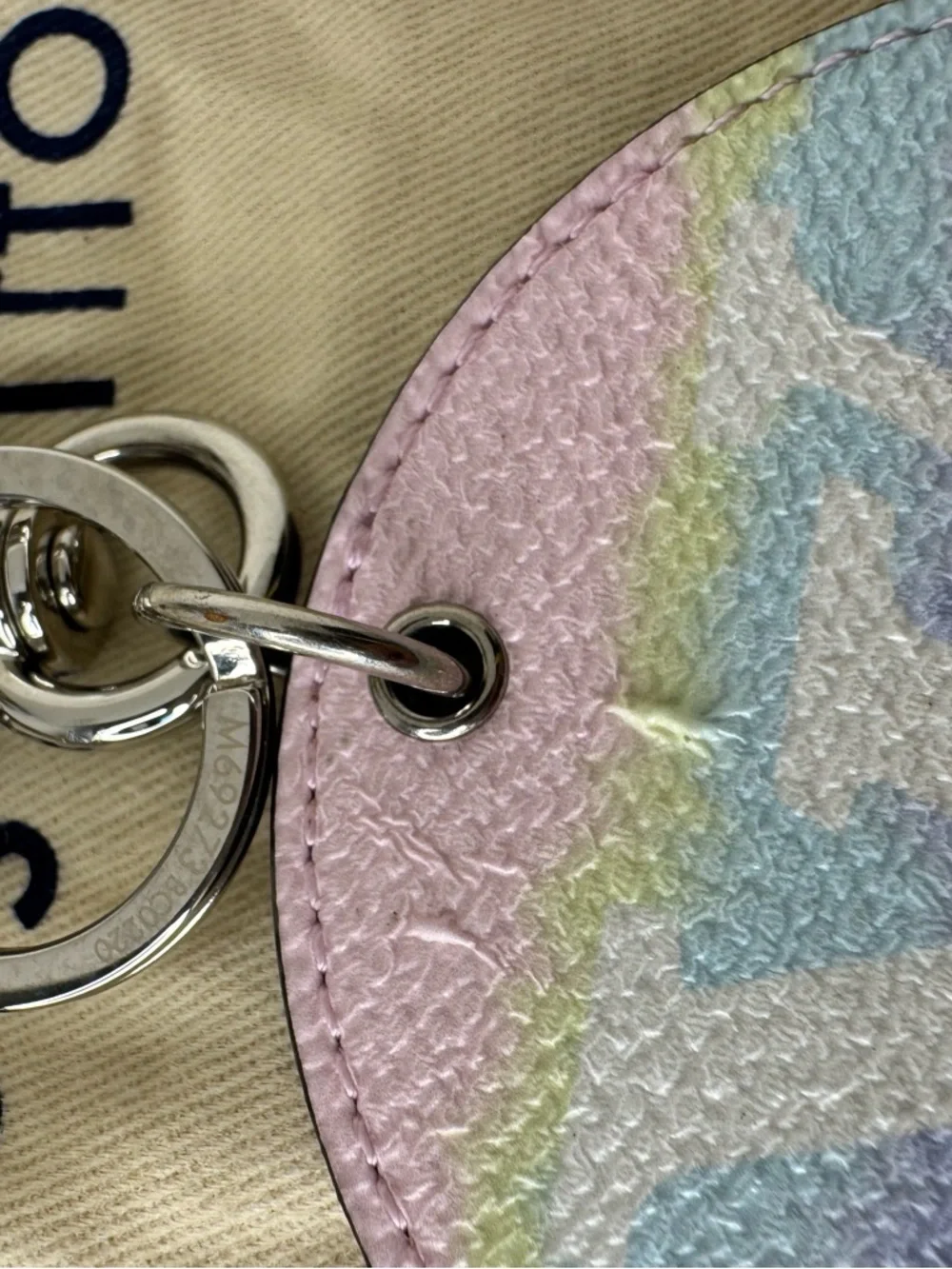 Louis Vuitton Pastel Monogram Round Keyring - Lavender, Pink & Mint - Picture 7 of 7